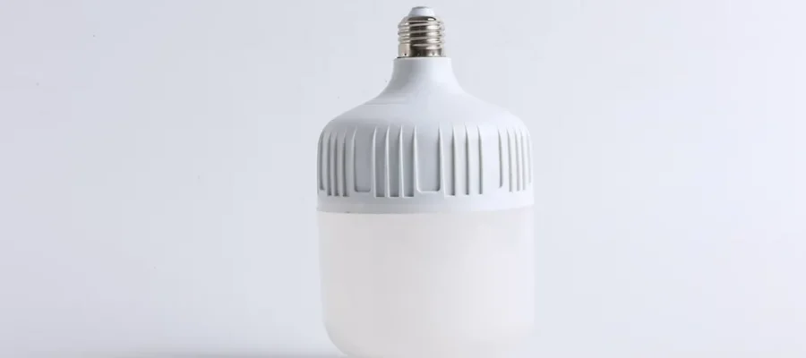 Studio shot of a sleek, energy-efficient LED bulb on a white background.