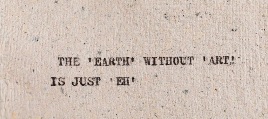 Textured paper with motivational quote highlighting art's importance.
