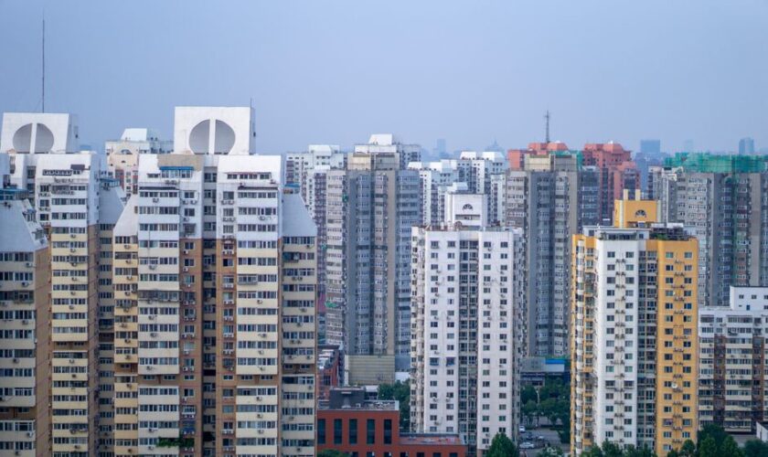 Urban skyline of modern high-rise residential buildings in Beijing, China.