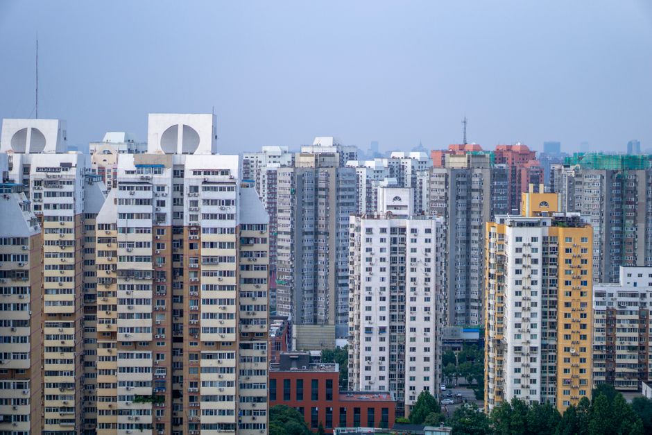 Urban skyline of modern high-rise residential buildings in Beijing, China.
